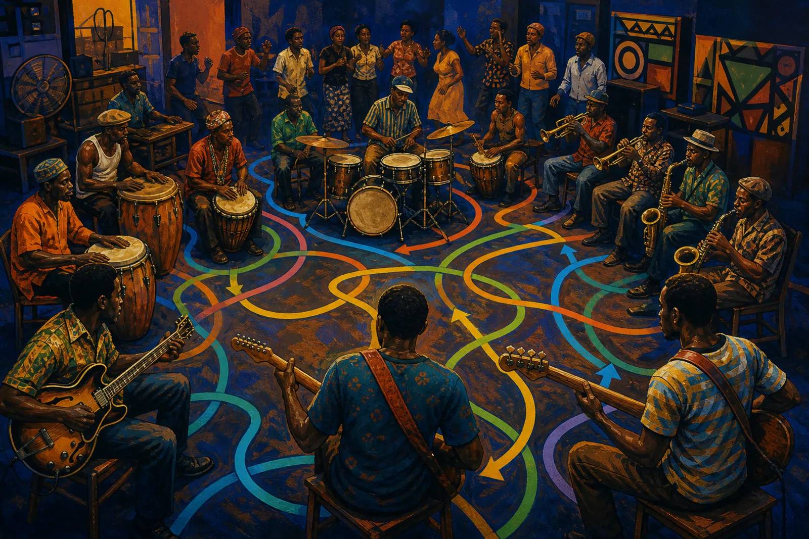 Editorial illustration visualizing a musical, technical, or social idea discussed in this story.